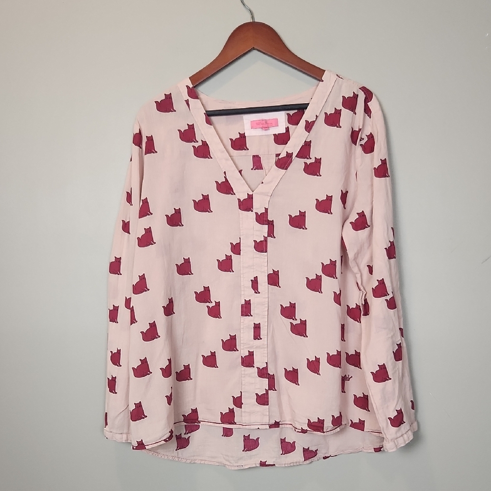 Van Den Bergh For Friends Collection Novelty‎ Cat Print Top Size 16